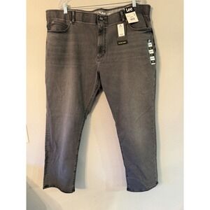 Lee Jeans Men Sz 44X30 Straight Taper Gray Denim Jeans Pants Active Stretch